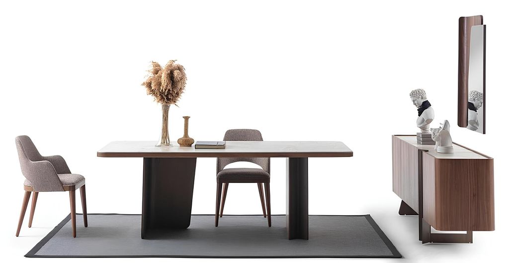 Esszimmer 7tlg Modern Set Esstisch Sideboard Buffet Spiegel Stühle