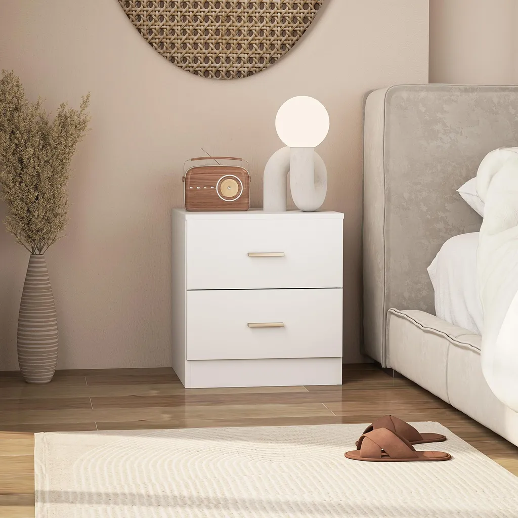 Table de Chevet 45cm Blanche : Solution de Rangement Compacte et Chic - 7