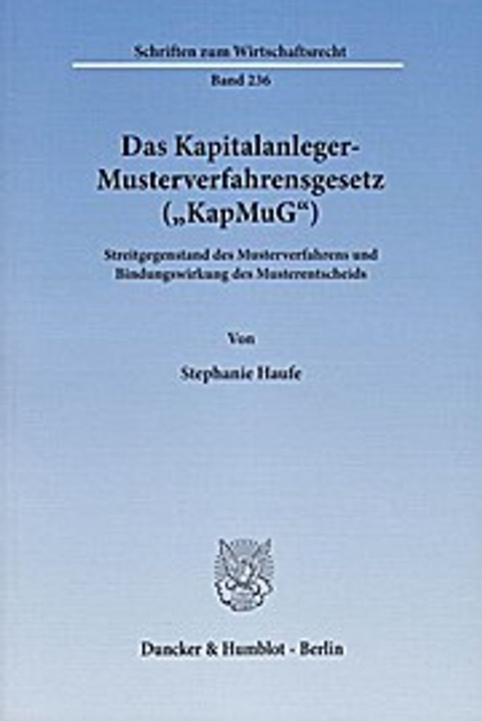 Das Kapitalanleger-Musterverfahrensgesetz ("KapMuG")