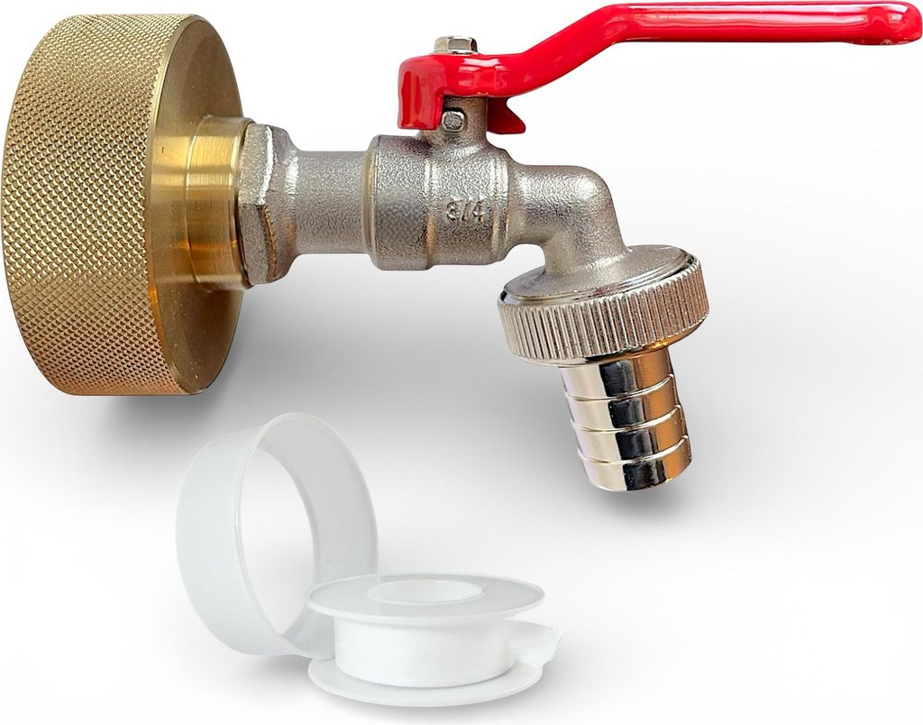 IBC Messing Adapter S60 x 6 Grobgewinde Kugelhahn 3/4 Zoll Auslaufhahn