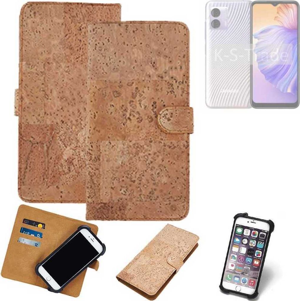 K-S-Trade Hülle kompatibel mit Doogee N50 Kork Handyhülle Cover Schutzhülle TPU Case Bumper in Hellbraun, (1x)