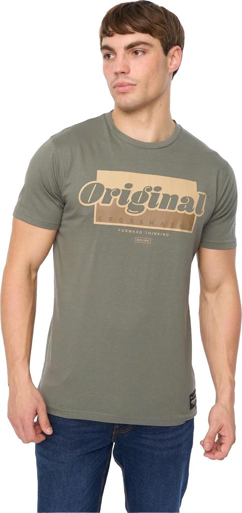 Crosshatch - "Chevin" T-Shirt für Herren BG2191 (L) (Oliv)