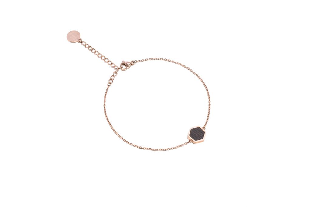 BeWooden Armband Rose Hexagon Armband XS / S 14-18 cm