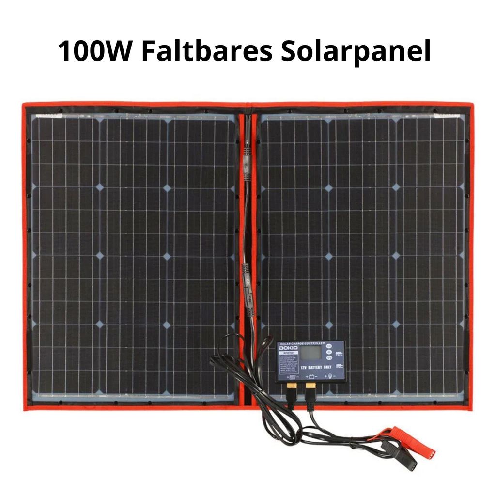 Dokio 100W Faltbares Solarpanel 18V mit 12V Ladecontroller Produktbild 