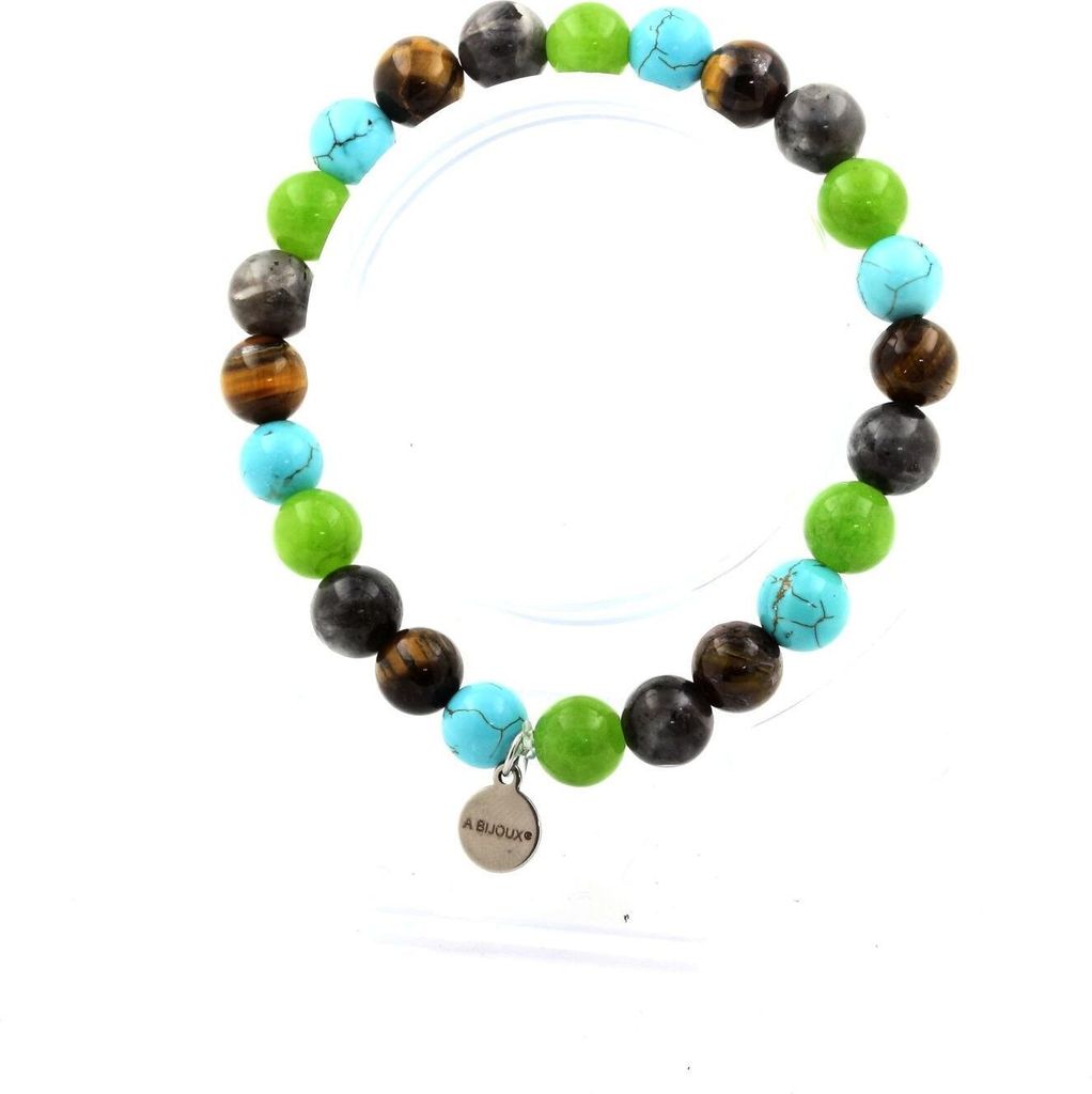 Peridot + Labradorit + Tigerauge + Türkis Perlenarmband 8 mm
