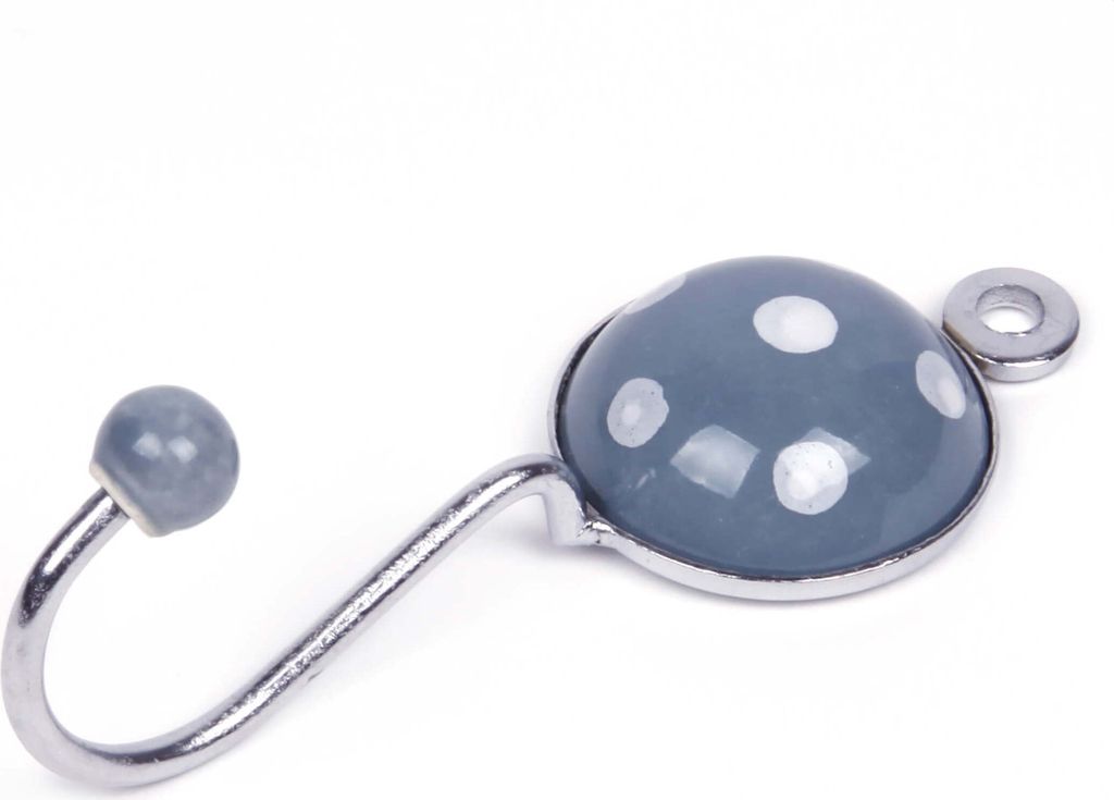 Haken mit rundem Wandelement grau mit weißen Punkten