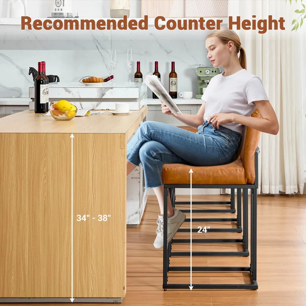 Tabouret de bar ergonomique marron avec dossier pour un maintien optimal