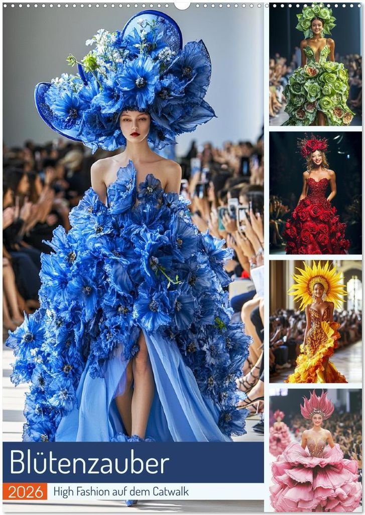 Blütenzauber. High Fashion auf dem Catwalk (Wandkalender 2026 DIN A2 hoch), CALVENDO Monatskalender