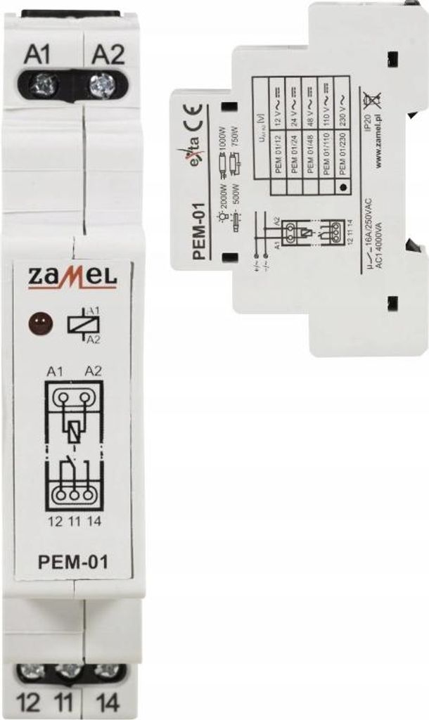 Relè elettromagnetico 230V AC/16A, PEM-01/230, exta Zamel Immagine del prodotto 