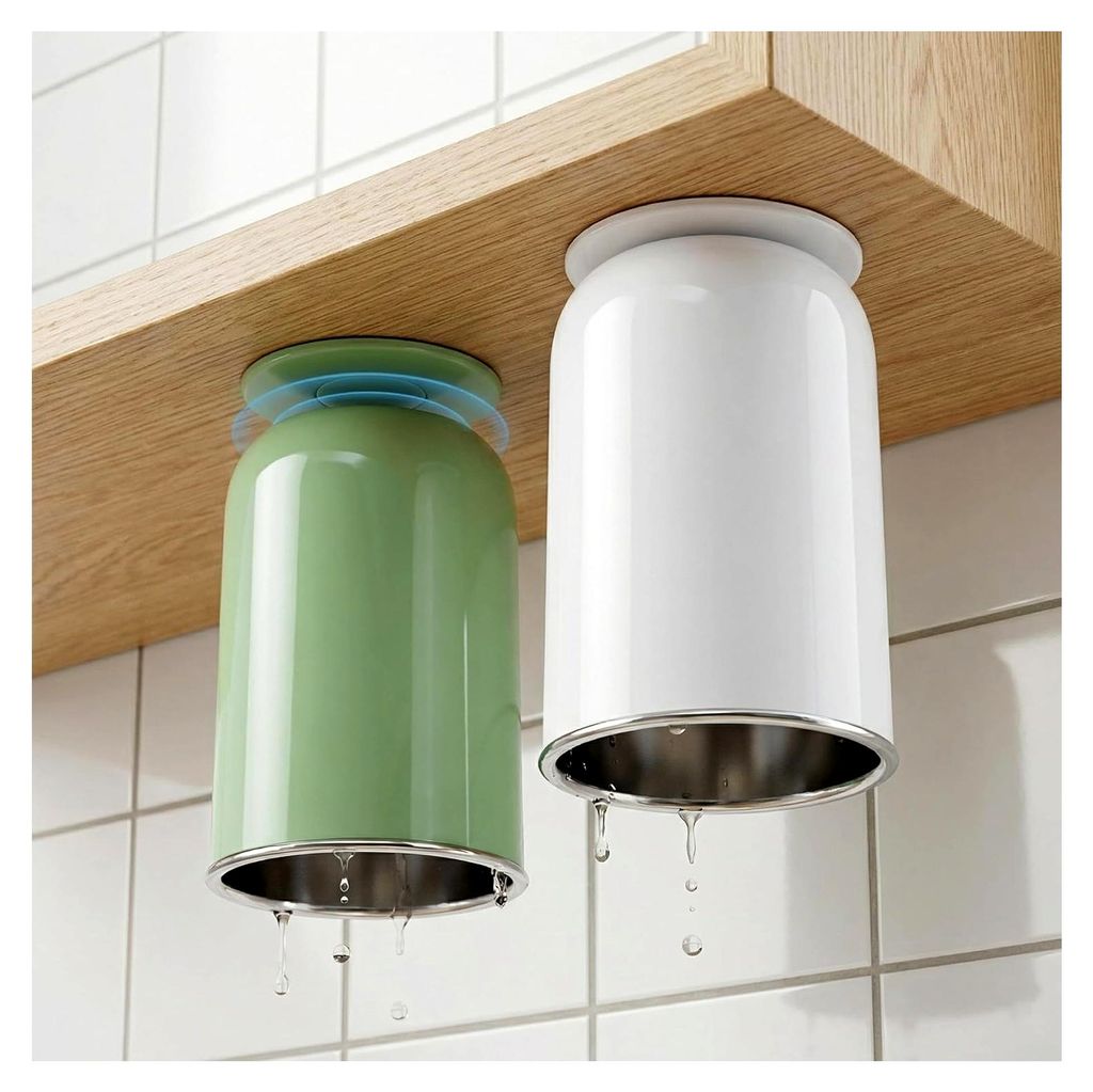 Zahnputzbecher 350ml Magnetischer Mundspülbecher aus Edelstahl für Badezimmer und Reisen (Weiß & Grün)