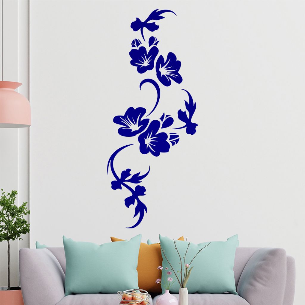 Blumen - Linien Wandtattoo in 6 Größen - Wandaufkleber Wall Sticker - Dekoration, Küche, Wohnzimmer, Schlafzimmer, Badezimmer