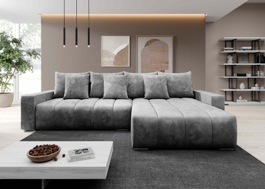 FurMeb24 ECKSOFA NAVO s funkciou spania a posteľným boxom Obrázok produktu 