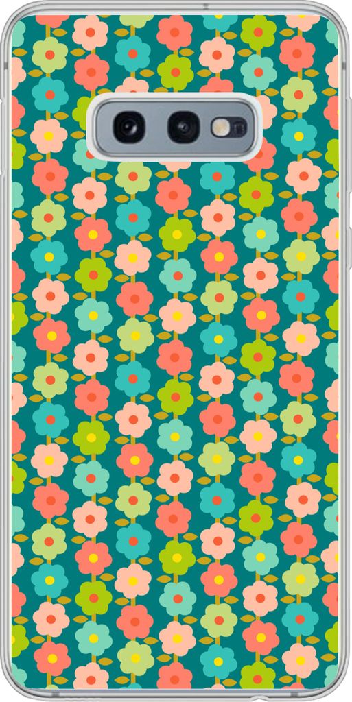 MuchoWow Handyhülle Schutzhülle Hülle für Telefoonhoesje Samsung Galaxy S10e Muster - Blumen - Retro - 1970er Jahre Silikon Softcase Handy H...