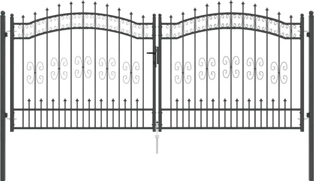 Portail de clôture sécurisé avec serrure et fer de lance contre intrusion