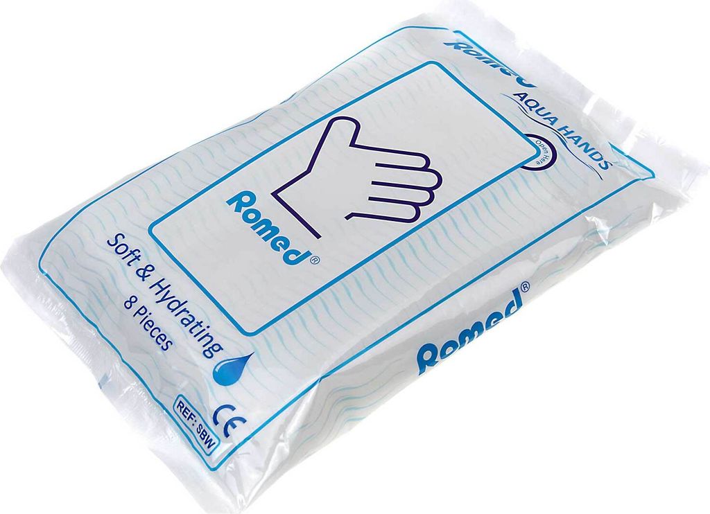 Romed Einmal-Waschhandschuhe feucht (24 x 8 = 192 Stück) Produktbild 