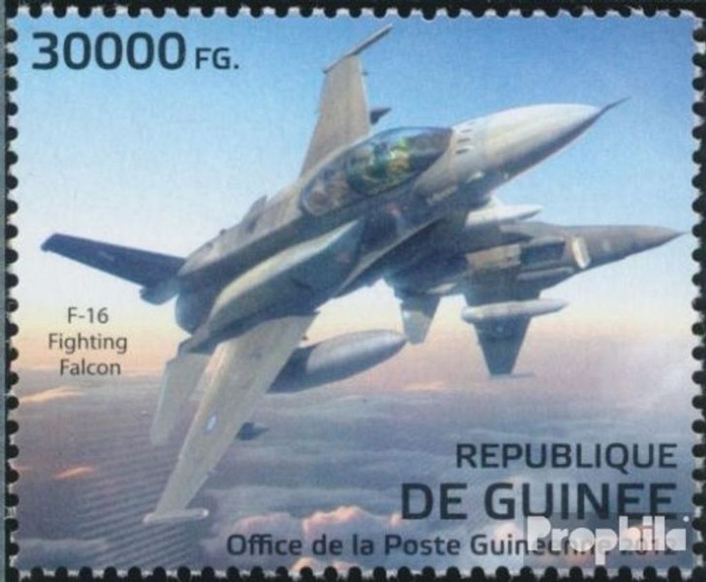 Briefmarken Guinea 2012 Mi 9295 (kompl. Ausgabe) postfrisch Kampfflugzeuge (F-16 Fighting Falcon)