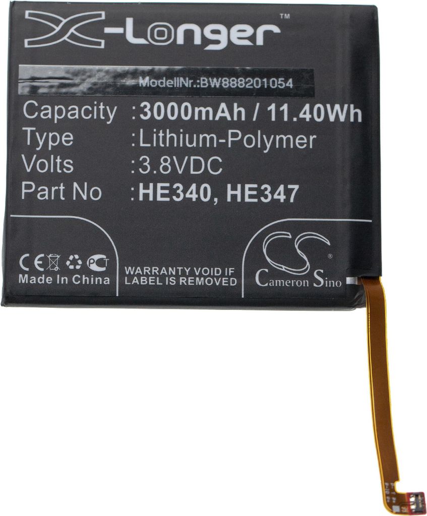 vhbw Akku Ersatz für Nokia HE347, HE340 für Handy Smartphone Telefon (3000 mAh, 3,8 V, Li-Polymer)