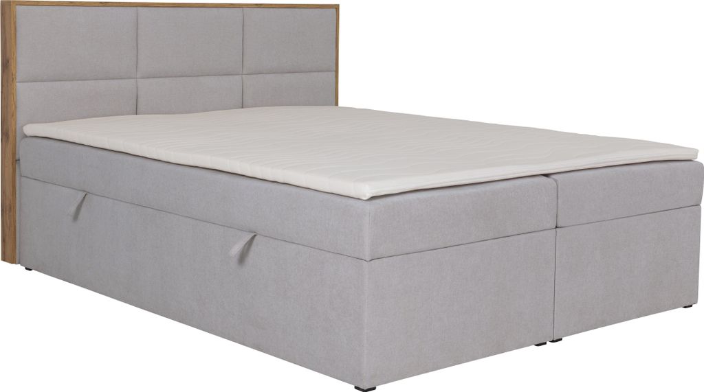 KSHOMECONCEPT Boxspringbetten mit Bettkasten ELMA 140x200, Taschenfederkern Matratze, Hellgrau