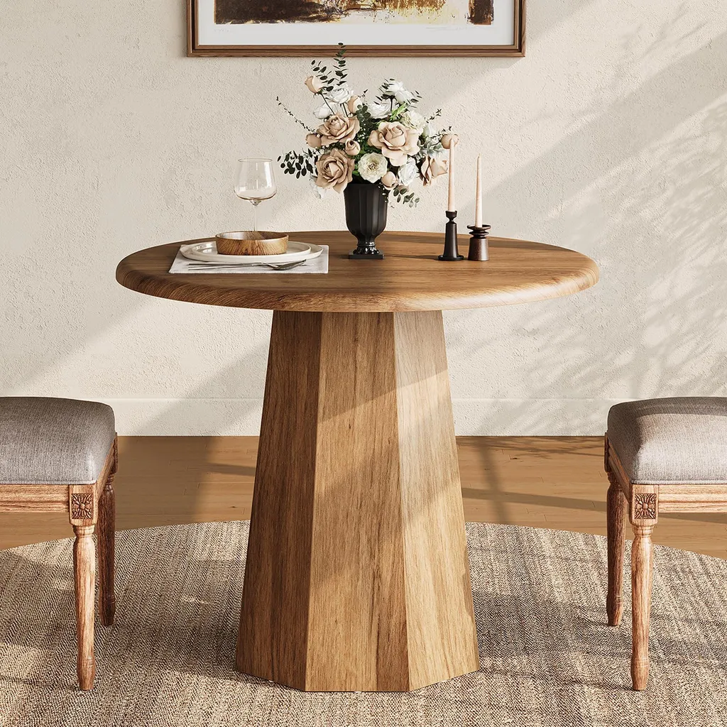 Table à Manger Stable et Compacte pour Petits Espaces, Chêne Brun