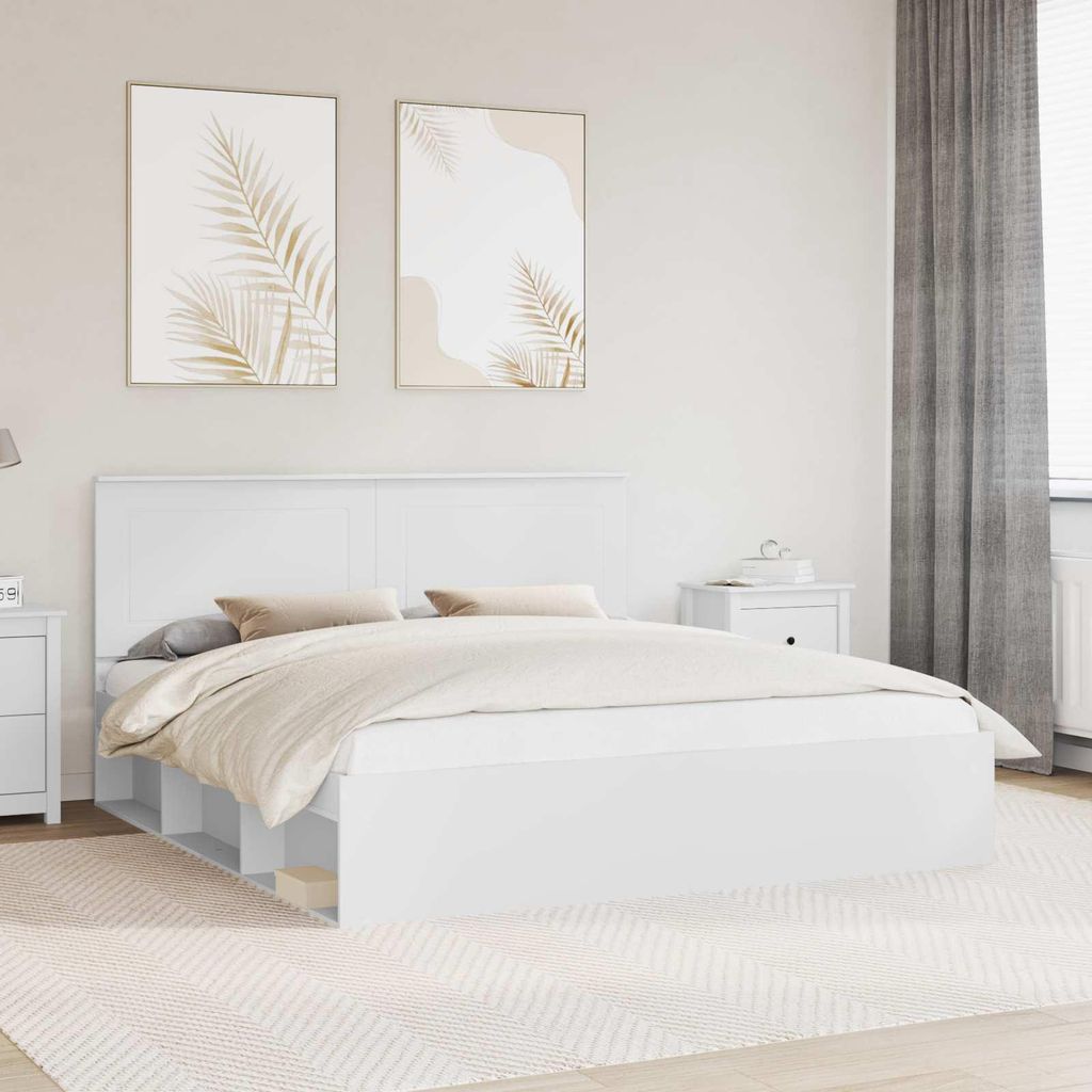 Maison Exclusive - Bettrahmen mit Kopfteil Weiß 180 x 200 cm Massives Kiefernholz