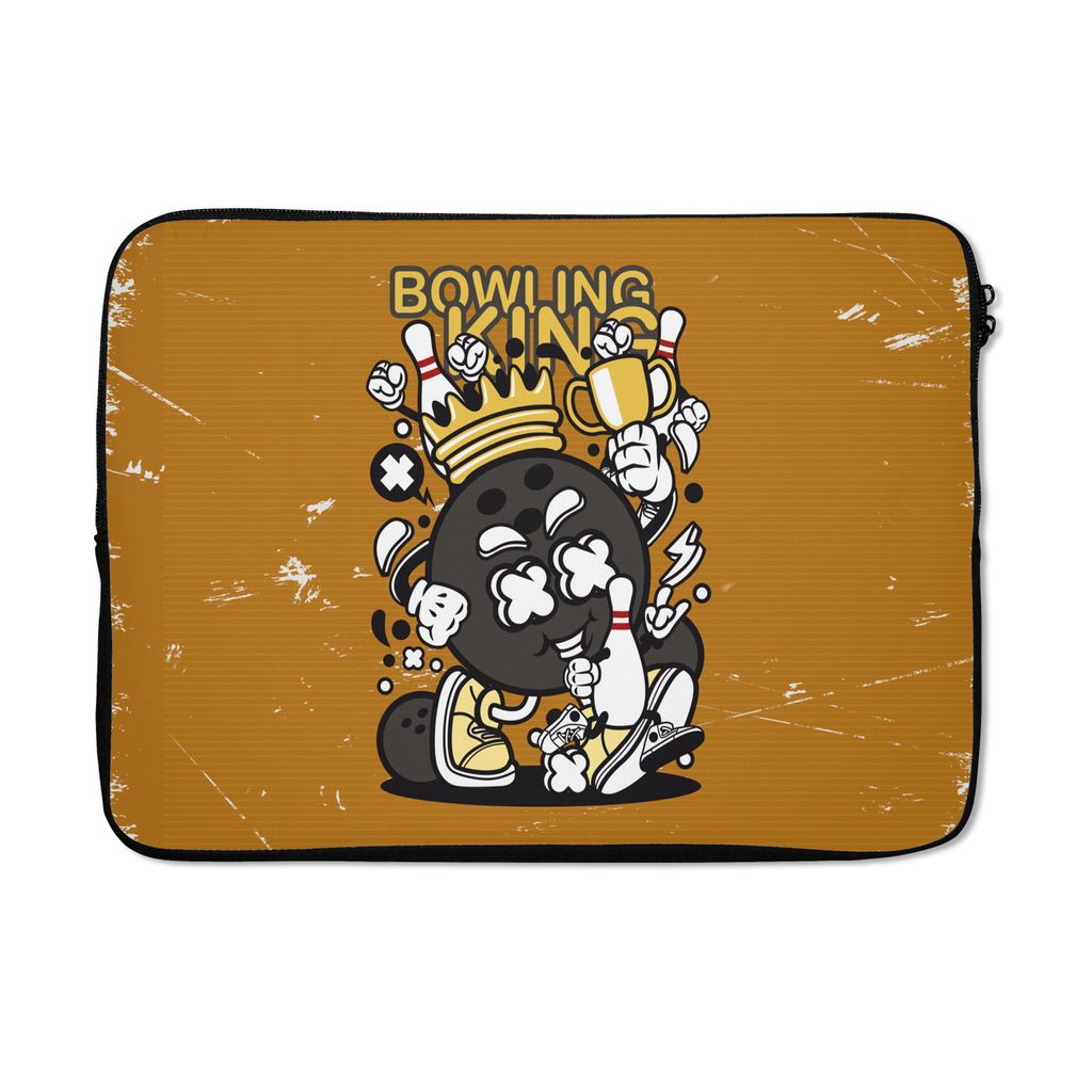 MuchoWow Laptop Hülle 14 ZollVintage - Bowling - König Laptoptasche - Laptoptasche - Stoßsicher - Schutzhaube