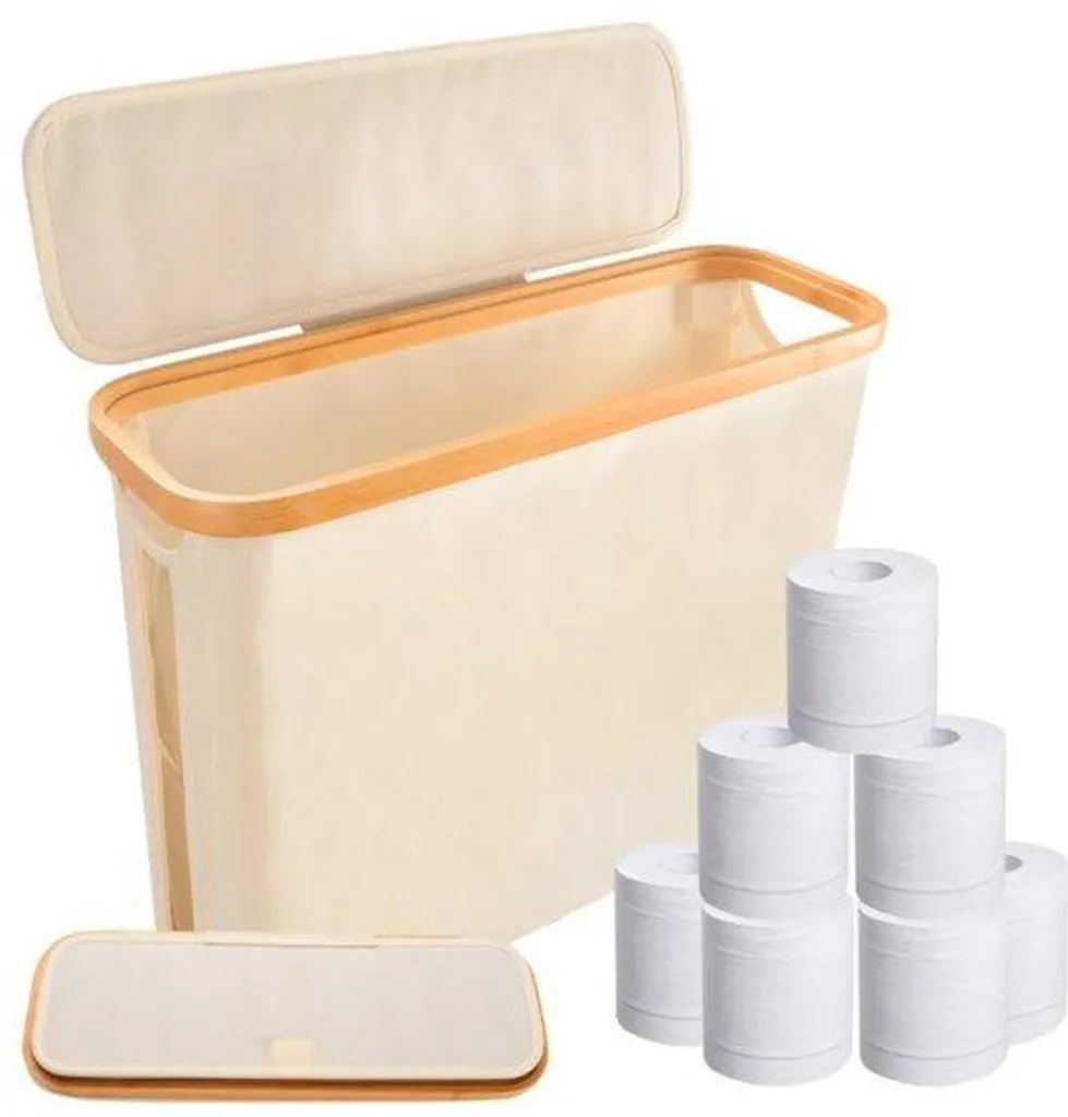 Meuble salle de bain 12 roulettes pliable beige 28L - Format 43x35 cm