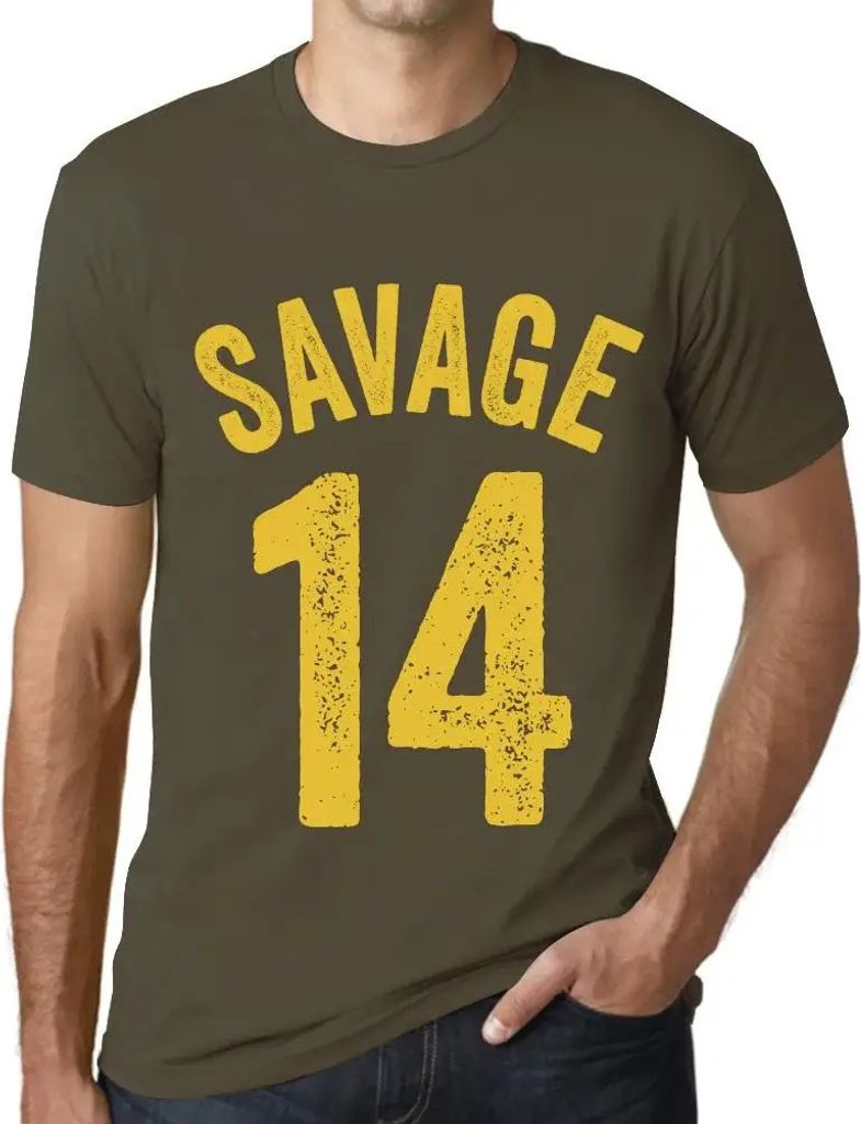 Herren Grafik T-Shirt Savage 14 Geschenk 14. Geburtstag Jahrestag 14 Jahre Jubiläum 14 Jährige Mann Jahrgang 2010 Kurzarm Lustige Druck