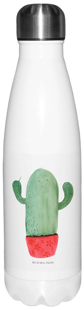 Mr. & Mrs. Panda Trinkflasche Kaktus Wut - Weiß - Geschenk, Thermosflasche, Kollegin, flasche aus edelstahl, Kakteen, Büro, ärgern, Thermos, tri...