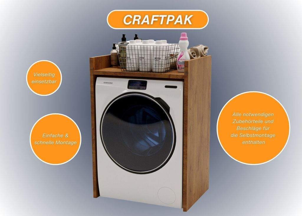 CraftPAK Waschmaschinenschrank geeignet für Waschmaschine & Produktbild 4