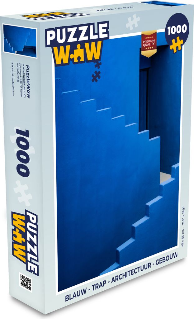 MuchoWow Puzzle 1000 Teile Blau - Treppe - Architektur - Gebäude - Spielzeug - Alt und Jung - Spiele - Puzzeln