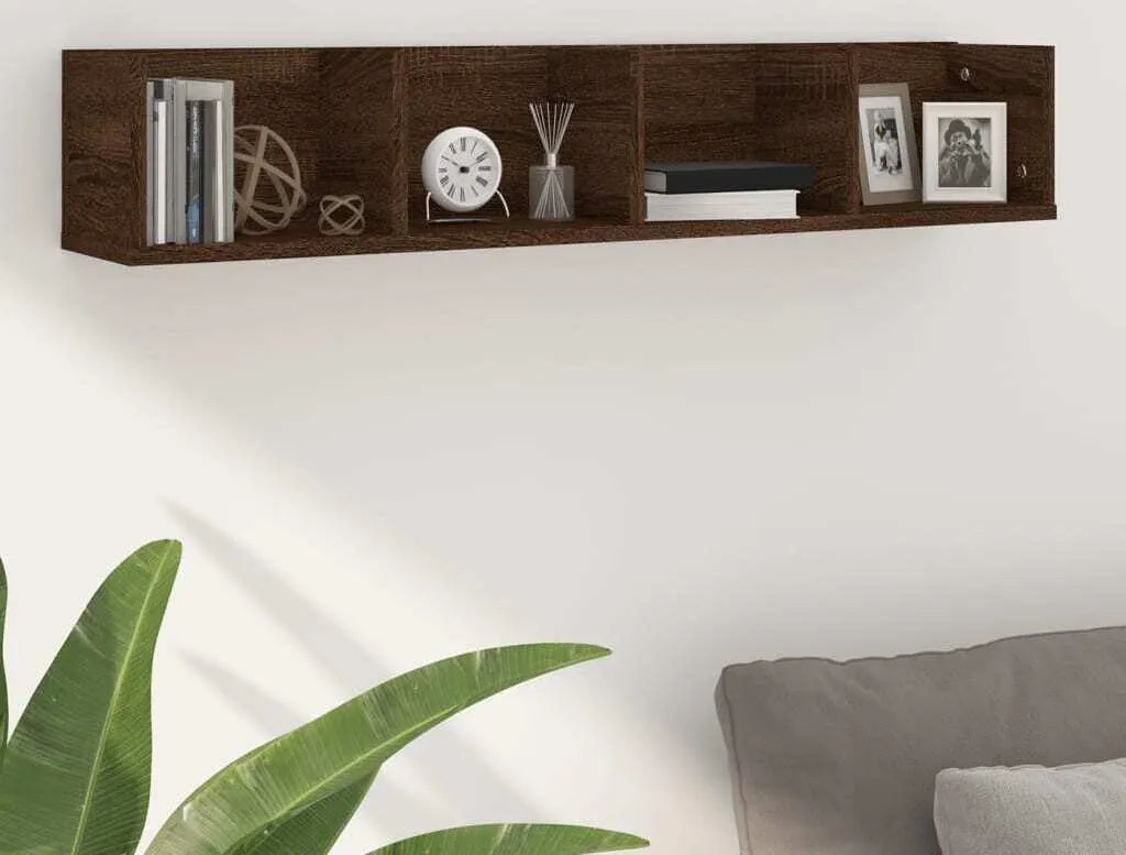 Scaffale Parete Design Rovere Marrone 100x18 | Arredo CD/DVD
