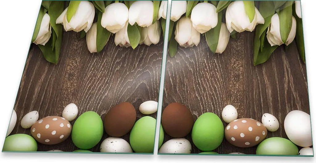 Copri Piano Cottura Vetro 2 Pezzi 2x40x52 Pasqua Bianco Protezione