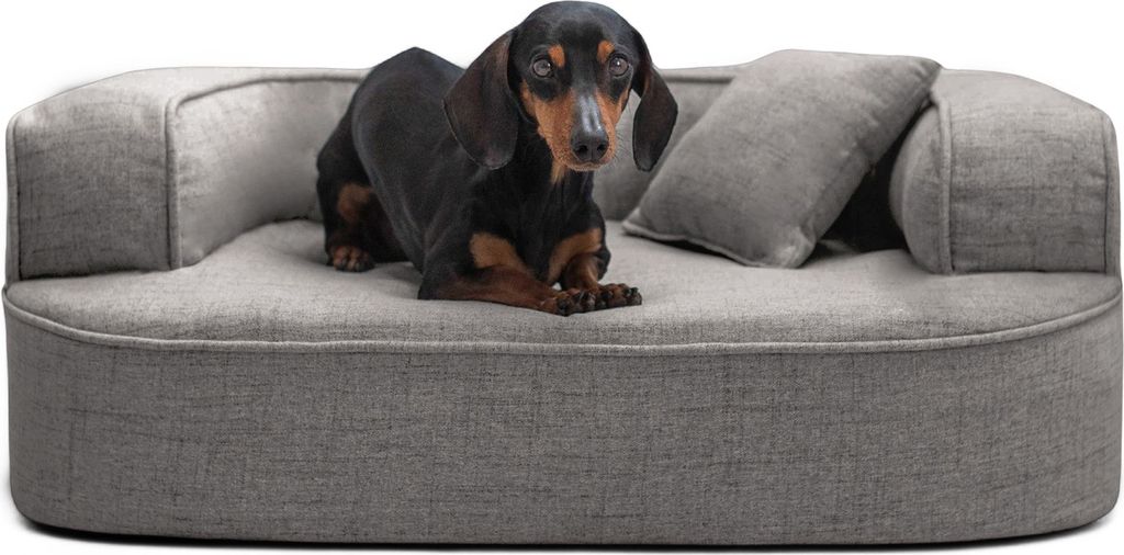 tierlando Orthopädisches Hundesofa LOTTE VISCO PLUS Webstoff meliert Hundebett - Größe: 80x60cm | Farbe: 02 Graphit
