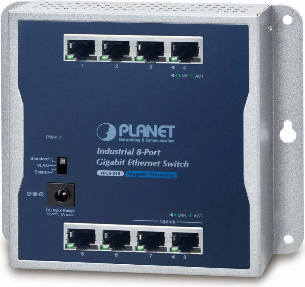 Switch Réseau pour Armoire Électrique 8 Ports Gigabit 12V Plat IP30