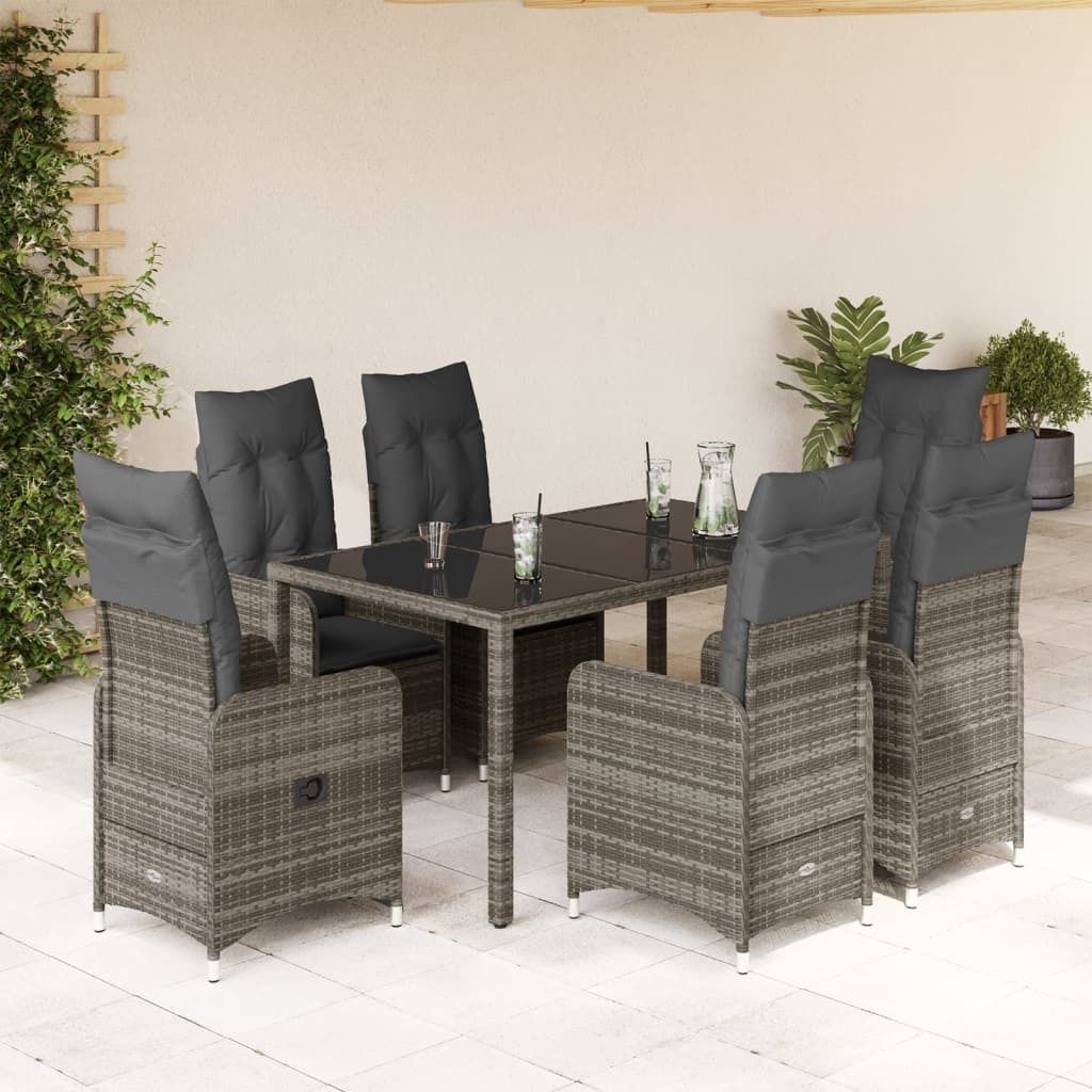 Möbel 5-tlg. Garten-Bistro-Set mit Kissen Grau Poly Rattan - Sitzgruppe 3277036