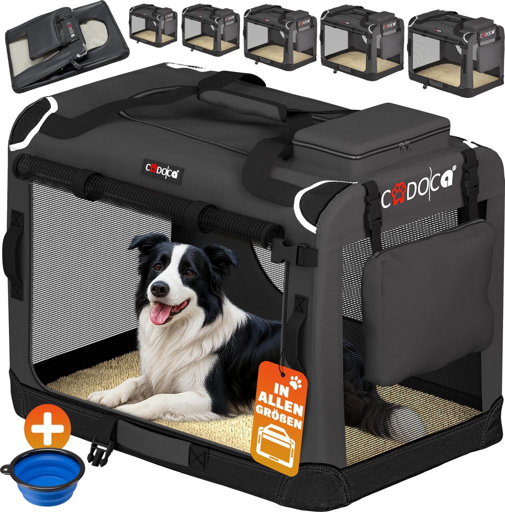 CADOCA® Cage de transport XL Anthracite pour animaux chien Image du produit 