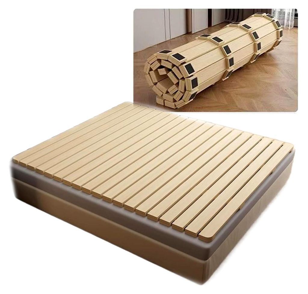 Modulares zusammenklappbares Holz-Lattenrost für Queen-Size-Doppelmatratzen, keine Montage erforderlich, Rolllatten-Brett für Couch, Plattform un...