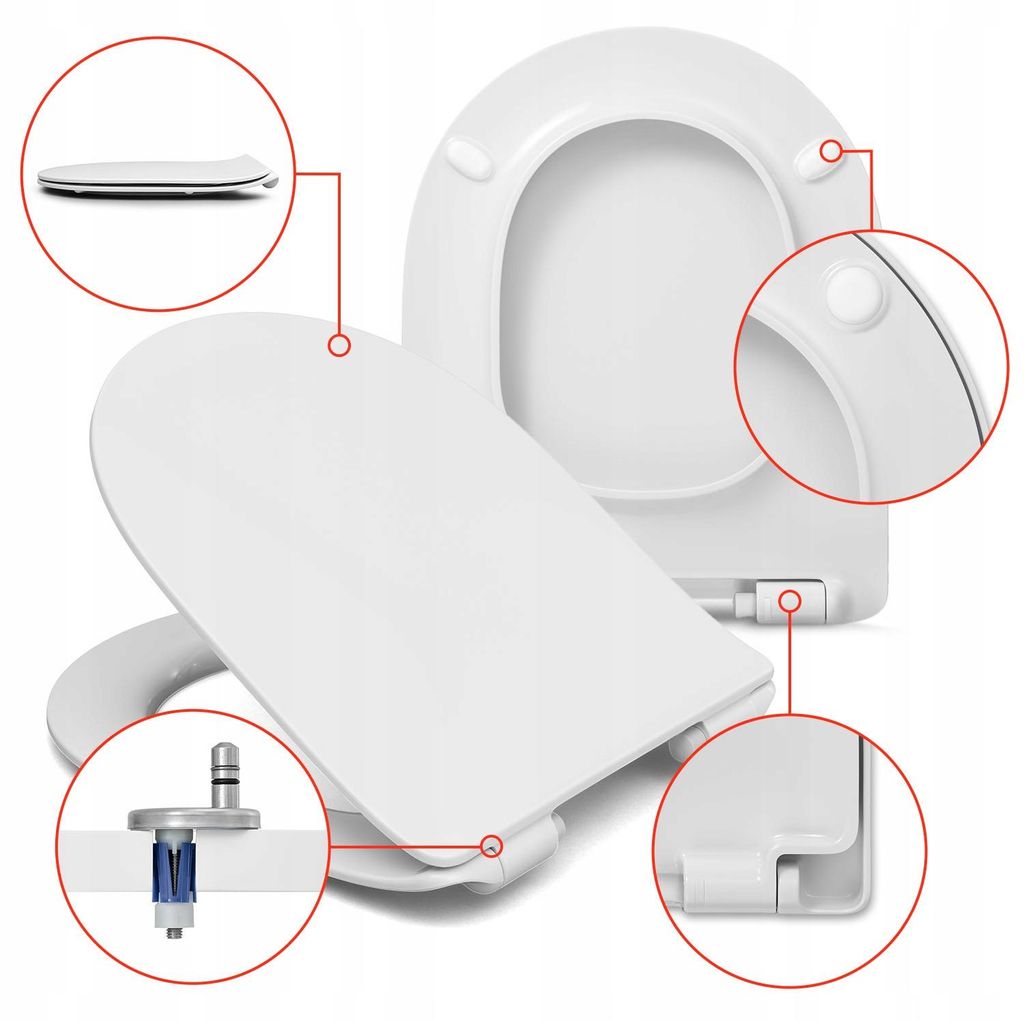 WC Sitz - Toilettensitz Slim - 44cm X 37cm - Antibakteriell - Sanftschließend - Duroplast - Toilettendeckel