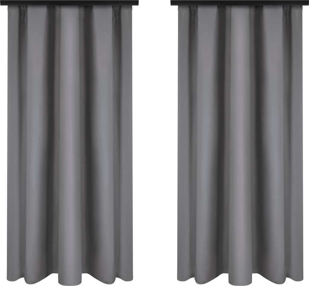 Vorhänge mit Kräuselband 140x230 cm 2 Stücke Grau Fertige Blickdichte Gardinen