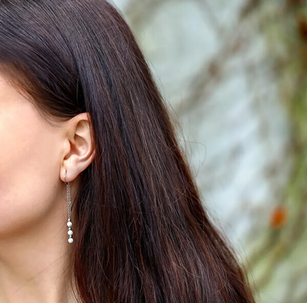Pendants d'oreilles en argent avec perles blanches - Style chic chic