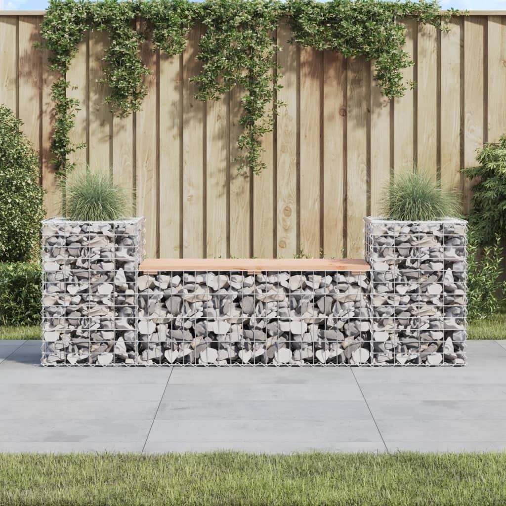 "im Angebot" Gartenbank 2-Personen - Parkbank - aus Gabionen 183x41x60,5 cm Massivholz Douglasie - Gartenbänke CC22906