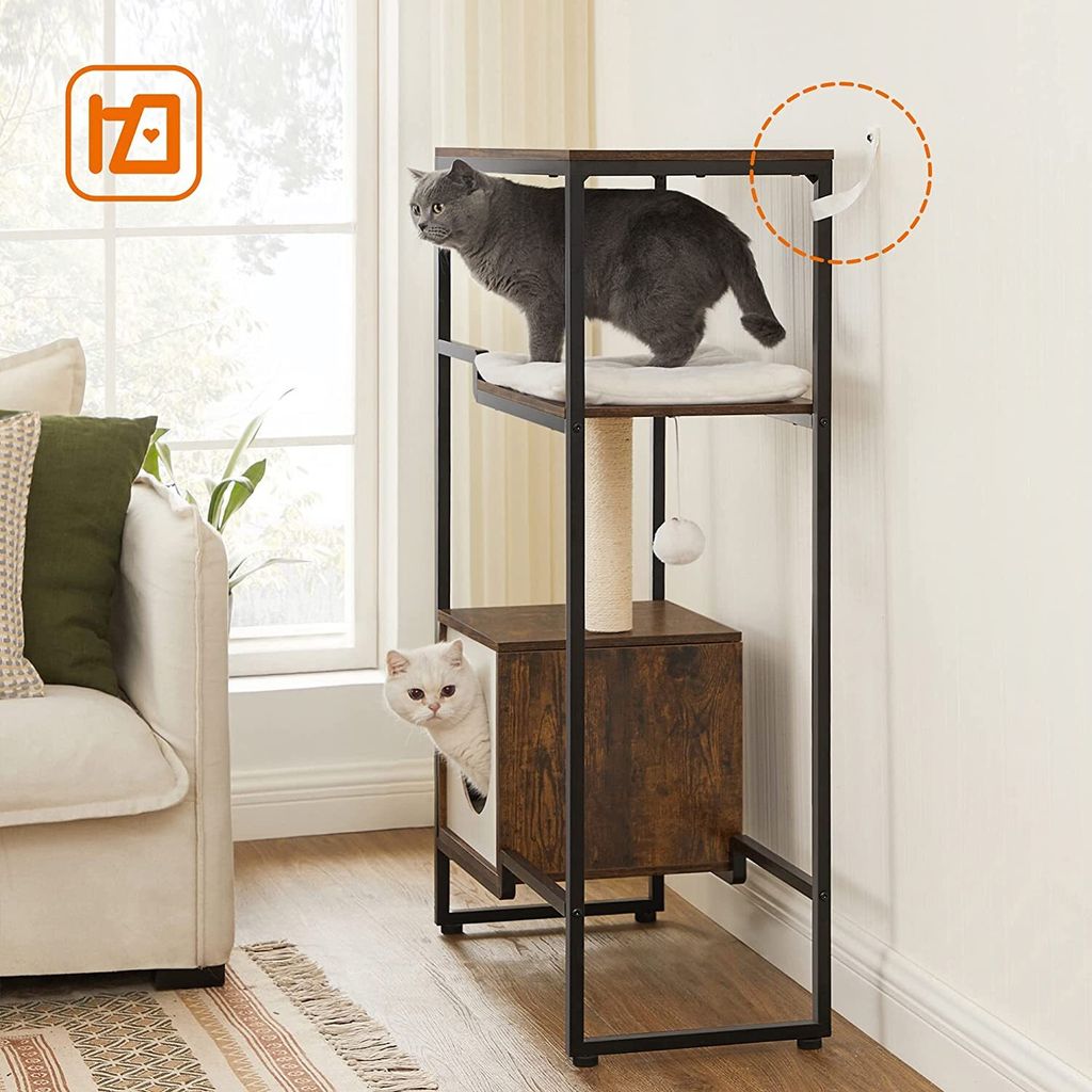 FEANDREA Kratzbaum, Katzenbaum,2-in-1-Möbel,große obere Produktbild 4