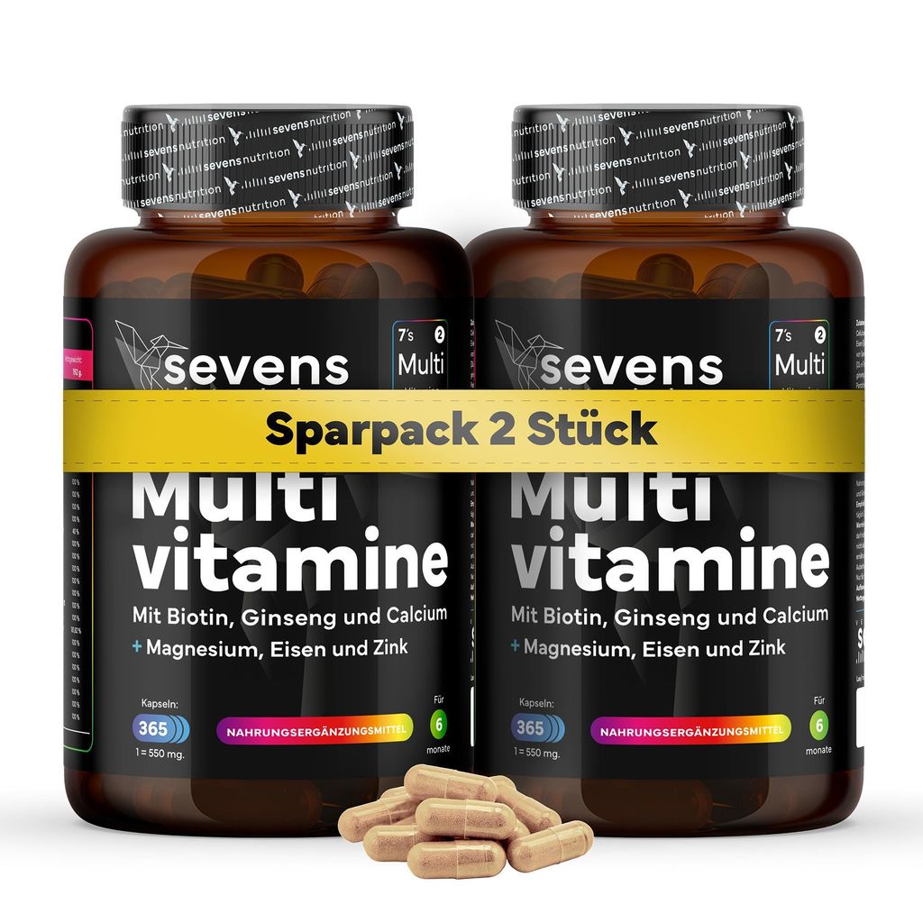 Pack 2x Multivitamin Premium - 365 Multivitamin Tabletten Hochdosiert - Mit Magnesium, Zink, Vitamin B Komplex, Vitamin D & Biotin - Mit 26 Vitamin...