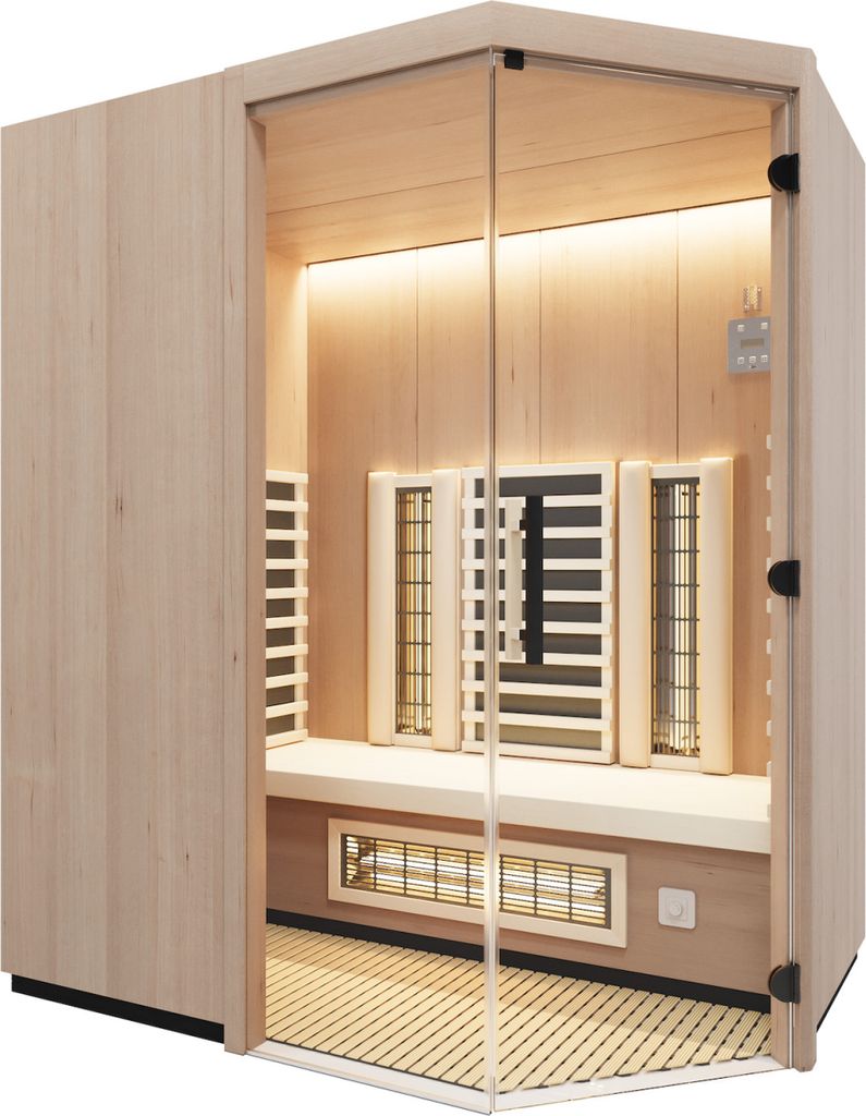 Infraworld Prima 2 Infrarotkabine mit ABC-Strahler/Flächenheizung/Salzverdampfer Holzart: Hemlock - Breite: 152 cm