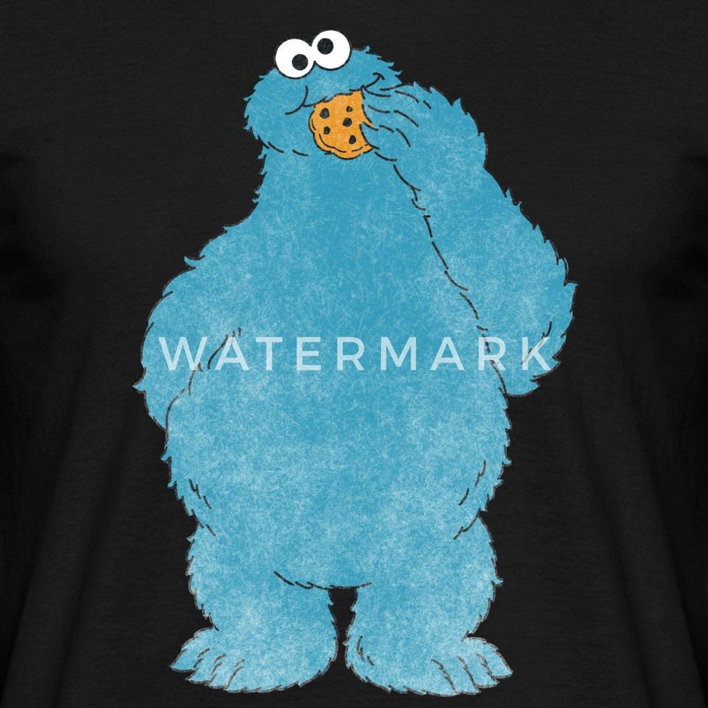Spreadshirt Sesamstraße Krümelmonster Naschen Männer T-Shirt, L, Schwarz