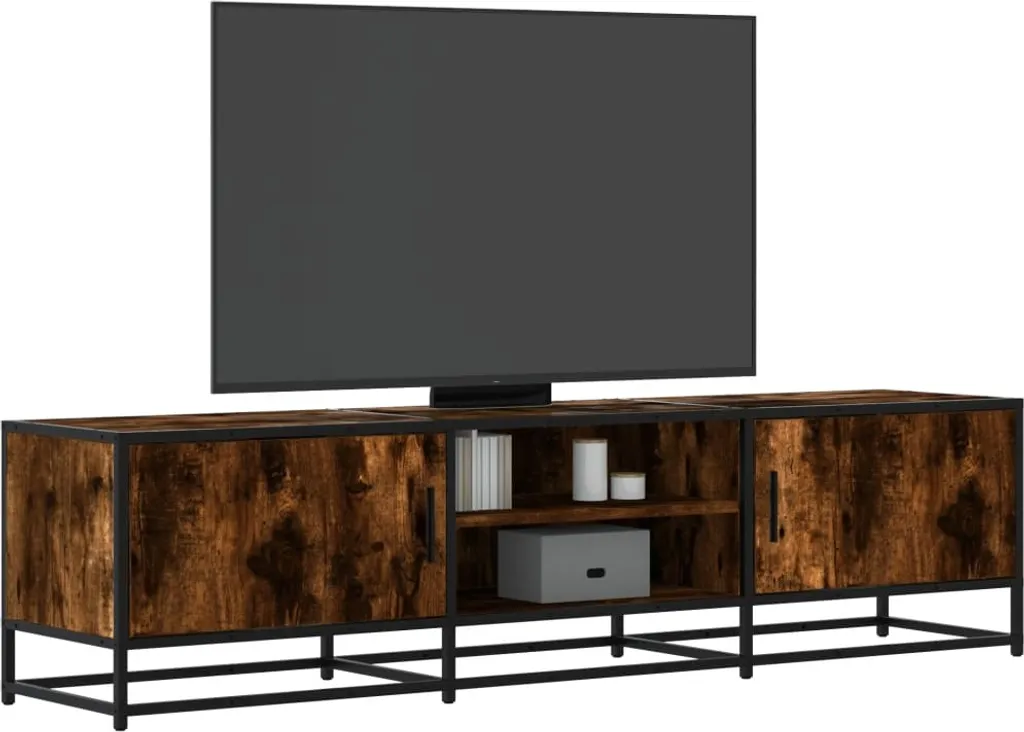 Maison Exclusive Mobile TV 160cm Smoked Oak Metal Frame Moderno