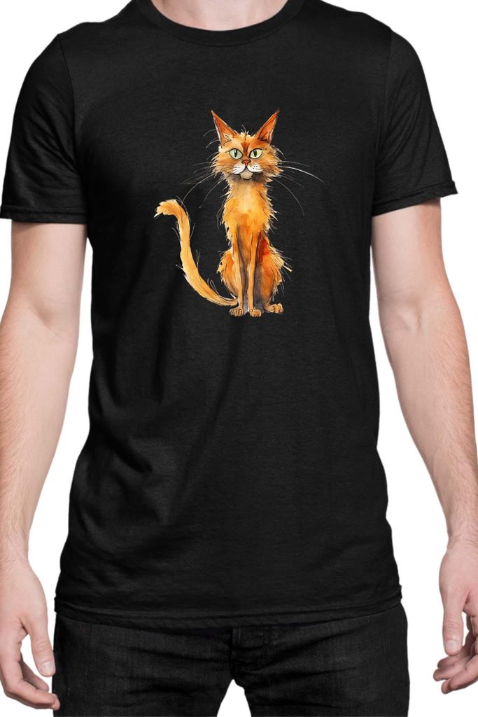 Herren T-Shirt Funny Cats Breeds Somali Cat, Man 2XL / Schwarz