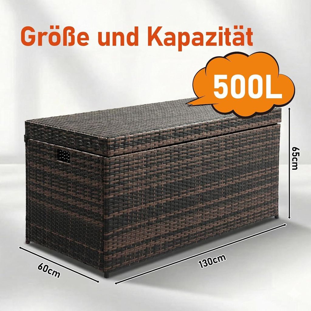 ALIGHTUP Gartenbox Wasserdicht, 500L Rattan
