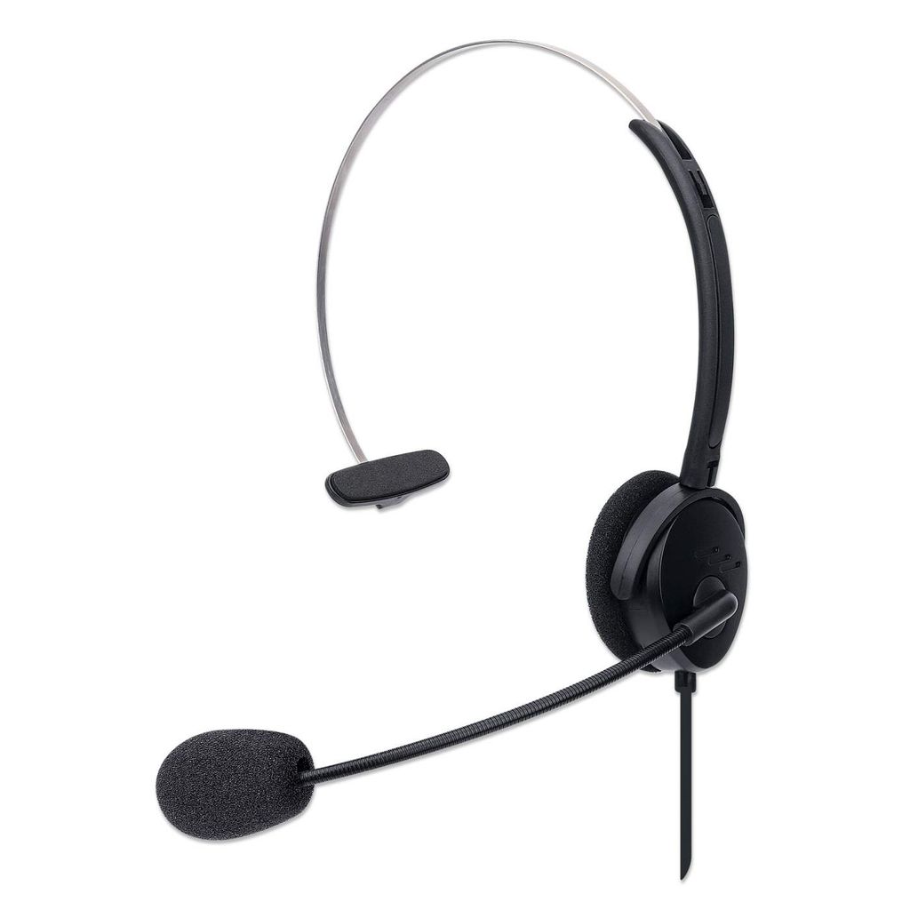 Manhattan Mono USB-Headset - Ohraufliegendes Design (On-Ear) - Ohrmuschel einseitig - kabelgebunden - USB-A-Stecker - integrierte Lautstärkeregelu...
