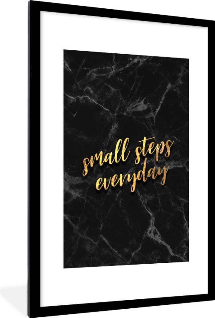 MuchoWow Gerahmtes Poster Zitate - Stufe - Gold - Marmor 60x90 cm - Poster mit Schwarzem Bilderrahmen Wandposter Rahmen Foto Bilder - Dekoration ...